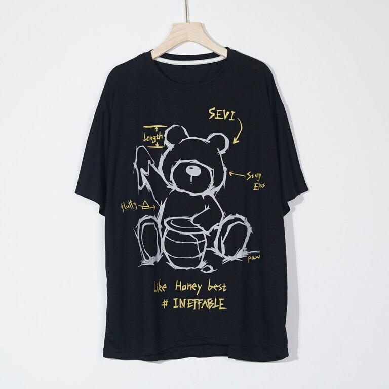 Hand-painted eyeless bear short sleeve (6)